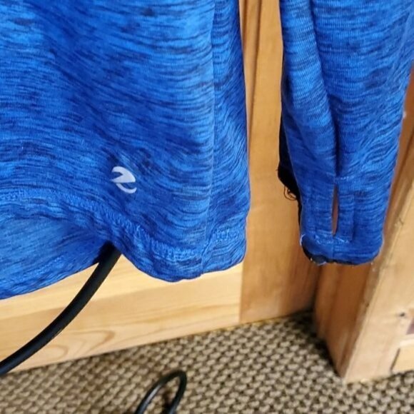 Warm Systems Logo Sz M Blue Long Sleeved Cinched Hoodie w Thumb Holes - Picture 2 of 5